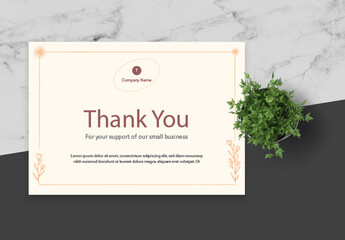 Brown And Peach Floral Thank You Card