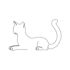 Continuous one line drawing of happy pet cats silhouettes single line art vector illustration