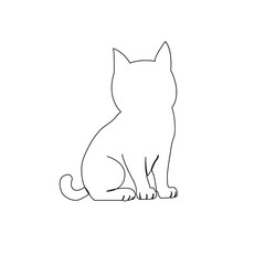 Continuous one line drawing of happy pet cats silhouettes single line art vector illustration