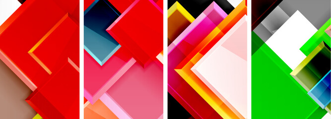 Color glass glossy square composition poster set for wallpaper, business card, cover, poster, banner, brochure, header, website