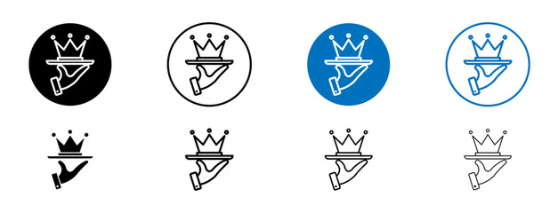 Exclusive Service Line Icon Set. Premium and Luxury Dish Symbol in Black and Blue Color. - obrazy, fototapety, plakaty
