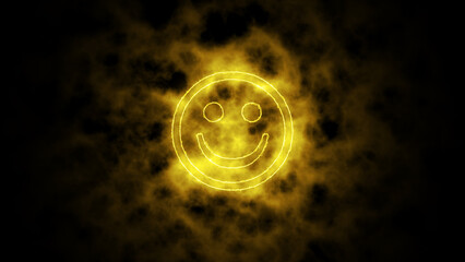 Glowing Smile face neon icon. smile emoticon. Neon smile emotion icon on black background. Glowing neon smiley emoji icon sign - obrazy, fototapety, plakaty