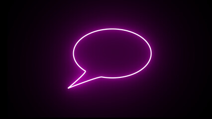Neon Speech bubble icon or Circle empty frame on the black background. neon Messenger line icon. Speech bubble sign. Chat message.