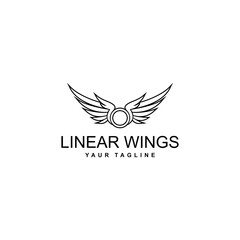 Linear wings and icon set. Eagle Logo wings abstract design vector template Linear style. Eagle Logo abstract design vector template Linear style.