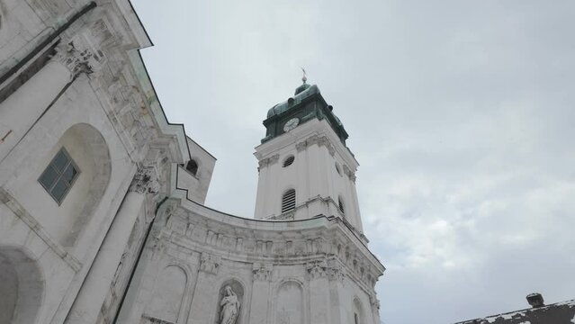 Baroque Church Of Ettal Abbey Monastery Near Oberammergau And Garmisch-Partenkirchen In Bavaria, Germany. Low Angle Shot