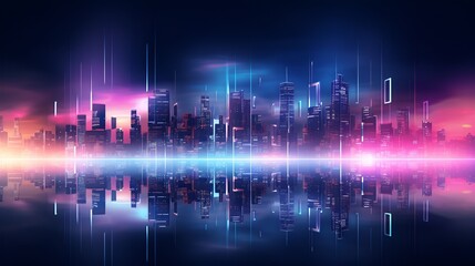 Fototapeta premium Abstract cityscape at night with glowing lights , abstract cityscape, night, glowing lights