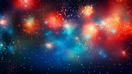 Abstract dazzling fireworks creating a vibrant display , abstract dazzling fireworks, vibrant display - obrazy, fototapety, plakaty