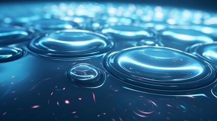 Abstract digital raindrops creating ripples in a virtual pond , abstract digital raindrops, creating ripples, virtual pond - obrazy, fototapety, plakaty