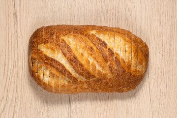 Top view of sliced bread