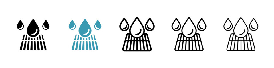 Drainage Grate Vector Icon Set. Water Drain System Vector Symbol for UI Design. - obrazy, fototapety, plakaty