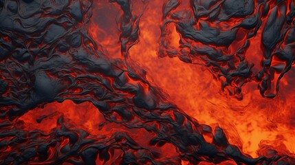 Abstract molten lava flow with dynamic and fiery elements , abstract molten lava flow, dynamic, fiery elements