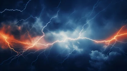 Foto op Canvas Abstract representation of a thunderstorm with lightning bolts , abstract representation, thunderstorm, lightning bolts © Babu