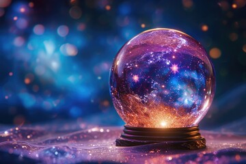 Obraz na płótnie Canvas crystal ball that encapsulates a visually stunning and vibrant representation of a galaxy