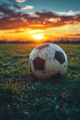Highlighting the soccer football against a backdrop, this background offers generous copy space for additional content.
 - obrazy, fototapety, plakaty
