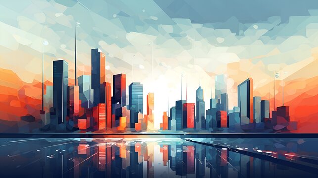 Abstract cityscape representing a colorful metropolis , abstract, cityscape, colorful metropolis