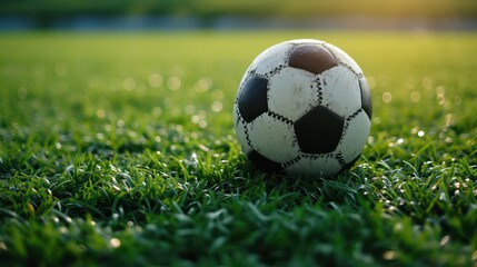 Football background with copy space. Highlighting the Soccer football with a background setting