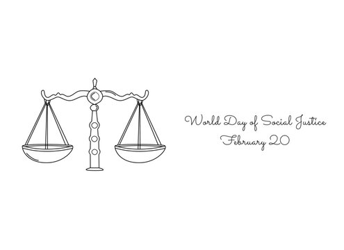 World Day of Social Justice single-line art is suitable for commemorating the day.