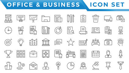 Fototapeta na wymiar Business and Finance web icons in line style. Money, bank, contact, infographic. Icon collection