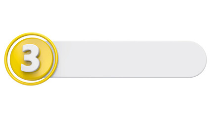 3d number 3 yellow infographic with label 3d render
