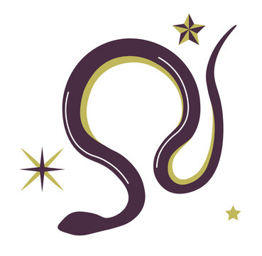 Mystic and esoteric symbolism, snake with stars
