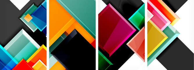Color glass glossy square composition poster set for wallpaper, business card, cover, poster, banner, brochure, header, website