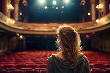 A Opera Performer Looking at The Theater From The Stage - obrazy, fototapety, plakaty