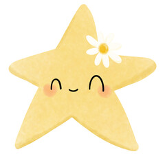 Smiley star with daisy flower
