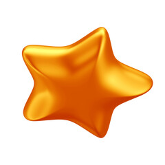 3D Metallic Orange Star Confetti with Transparent Background