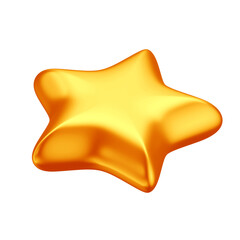 3D Metallic Orange Star Confetti with Transparent Background