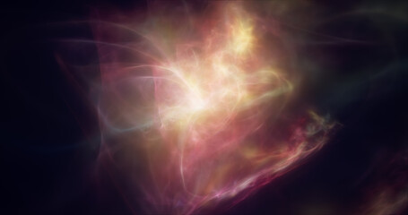 Obraz premium Multicolored blue violet energy cosmic dust and wave lines futuristic magical glowing bright. Abstract background