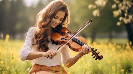 A woman in casual attire playing a musical instrument , woman, casual attire, playing, musical...