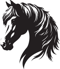 horse head silhouette, vector artwork of horse head