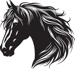 horse head silhouette, vector artwork of horse head