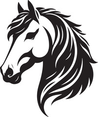horse head silhouette, vector artwork of horse head