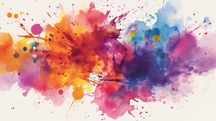 Bright colorful watercolor splash splatter stain brush strokes on white background ai generative - obrazy, fototapety, plakaty