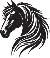 horse head silhouette, vector artwork of horse head