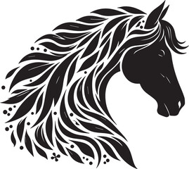 horse head silhouette, vector artwork of horse head