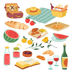 Set of things for outdoor recreation and picnic