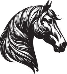 horse head silhouette, vector artwork of horse head