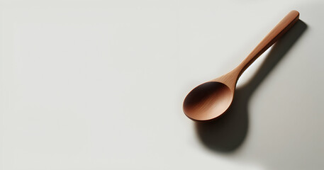 A wooden spoon on a blue background ai generative