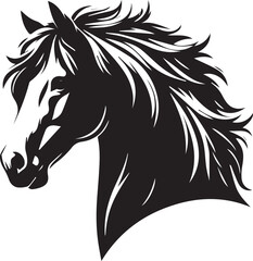 horse head silhouette, vector artwork of horse head