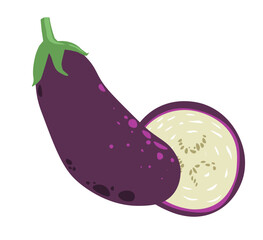 Eggplant cut in piece, aubergine vegetable food