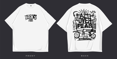 Graffiti t shirt design, urban graphic t-shirt, street style fashion design,  brutalism t-shirt design, streetwear design for print or screen printing, cool slogan quote typography lettering © Universtock