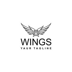 Initial logo ''A'' wing line art