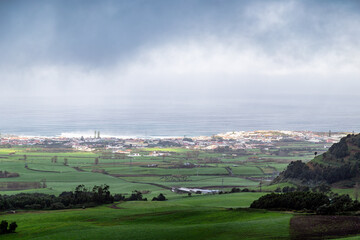 Fototapeta na wymiar view on Ribeira Grande on the island of Sao Miguel (Azores, Portugal)