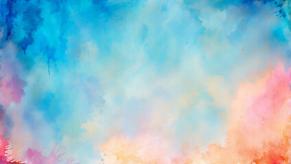 Obraz na płótnie Canvas Abstract watercolor background design combining blue, pink and orange colors.