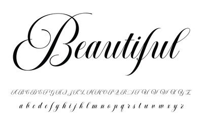 Signature script lettering font - obrazy, fototapety, plakaty