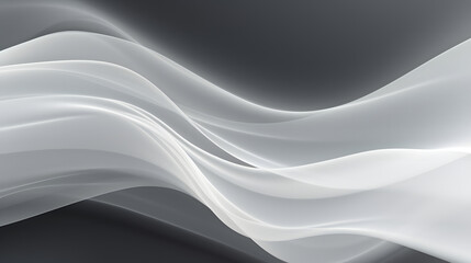 Fototapeta premium A seamless abstract white and black texture background featuring elegant swirling curves in a wave pattern, set against a black fabric material background.