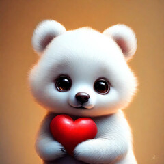 Fototapeta na wymiar teddy bear holding heart