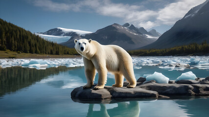 Glacier melting, polar bear homeless